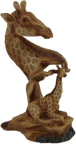 Miniatura 1 de Nuevo busto de jirafa con aspecto de madera de 8 pulgadas con estatua de jirafa en roca