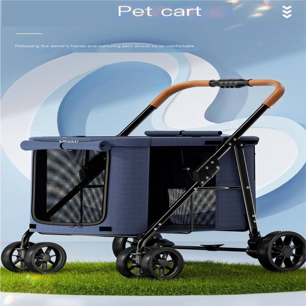 Pet Strollers Pet Stroller Dog Dog Cat Stroller Folding Outdoor Travel Portable Pet Stroller Dog Walking Cart Cat Cage Cart Pet Stroller Medium(Black)