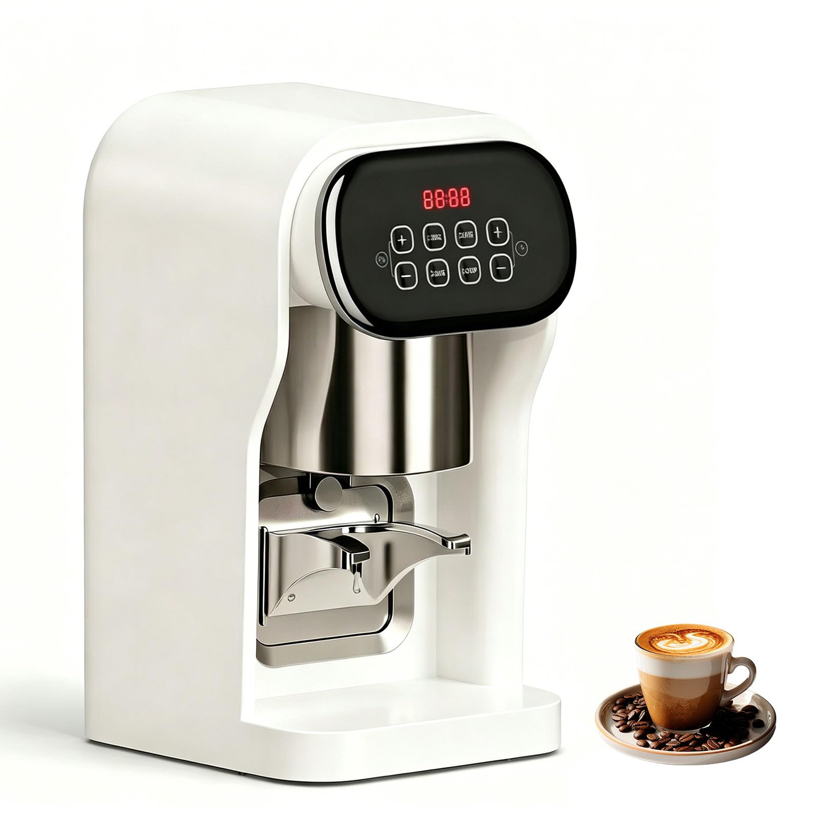 YXYLJOZ Automatic Coffee Tamper 58MM Electric Espresso Press, 10-30kg Pressure, Coffee Compactor for Home and Coffee Shop Use, Perfect for Smooth, Consistent Extraction (White)