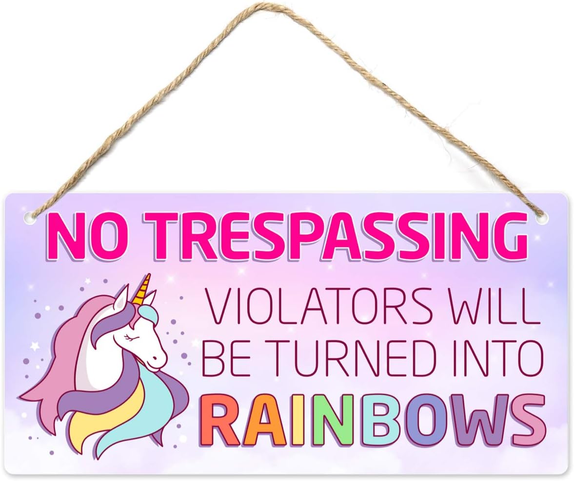 Unicorn Decor for Girls Room, Decorations For Bedroom, 12″x6″ PVC Plastic Decoration Hanging Sign, High Precision Printing, Water Proof