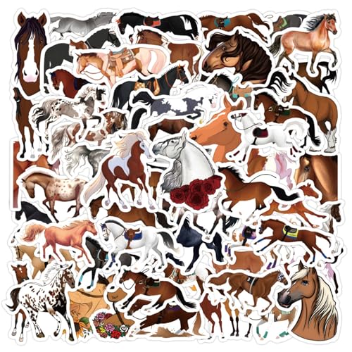Horse Stickers for Kids Teens Adults 60Pcs Cartoon Horse Riding Stickers for Water Bottles ZLWSD Cool Animals Vinyl Decals Stickers for Decorative Laptops Skateboard Helmet