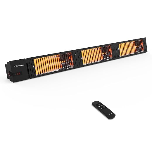 ThermoMate Infrared Outdoor Patio Heater, 4500W Carbon Fiber Heating for Porch, Deck, Garage with Remote 24 Hours Timer, Hard Wired 240V