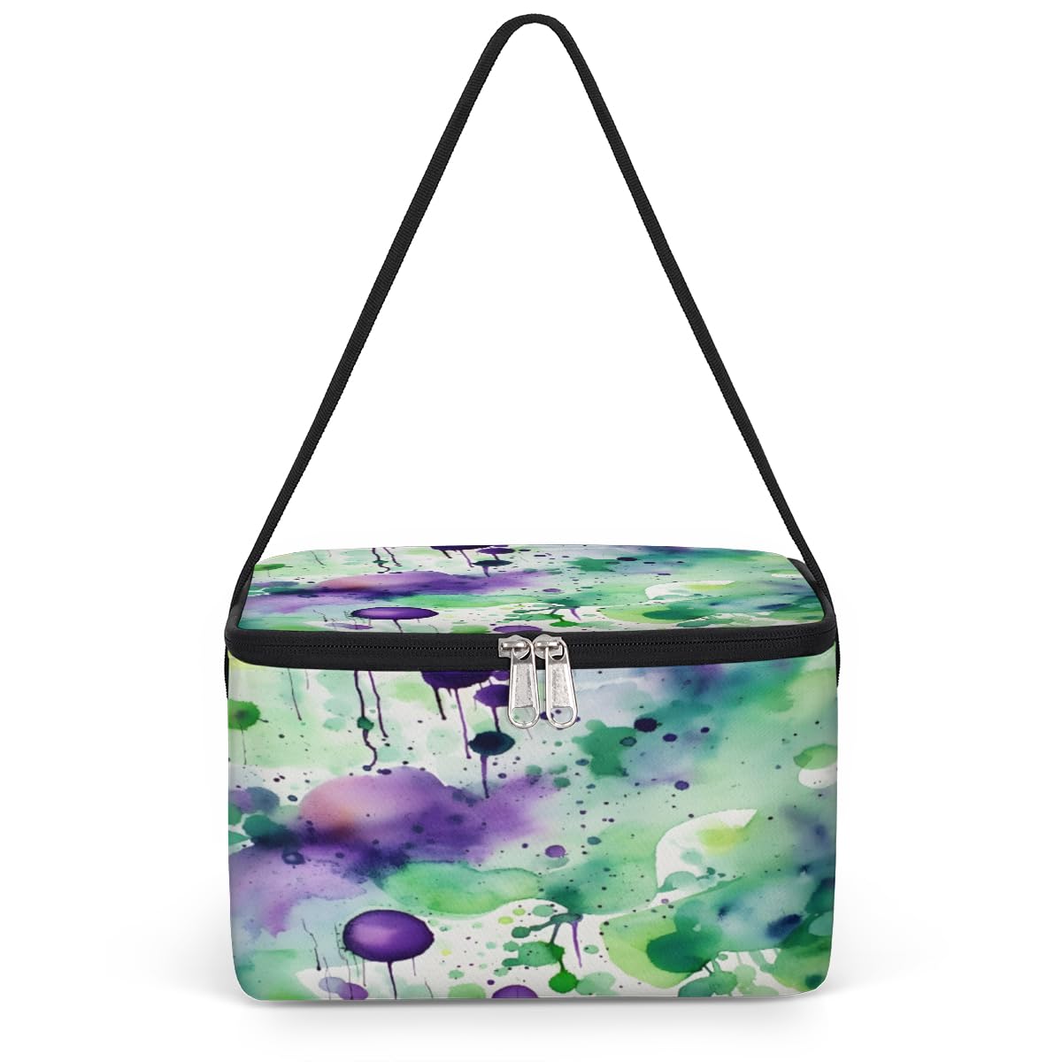 Paint Splatters Lunch Bags for Women Men 9 Cans, Hot & Cold Food Delivery Bag Insulated Grocery Bag Insulated Lunch Box Purple Green Dots Cooler Bag for Office Work Picnic Beach