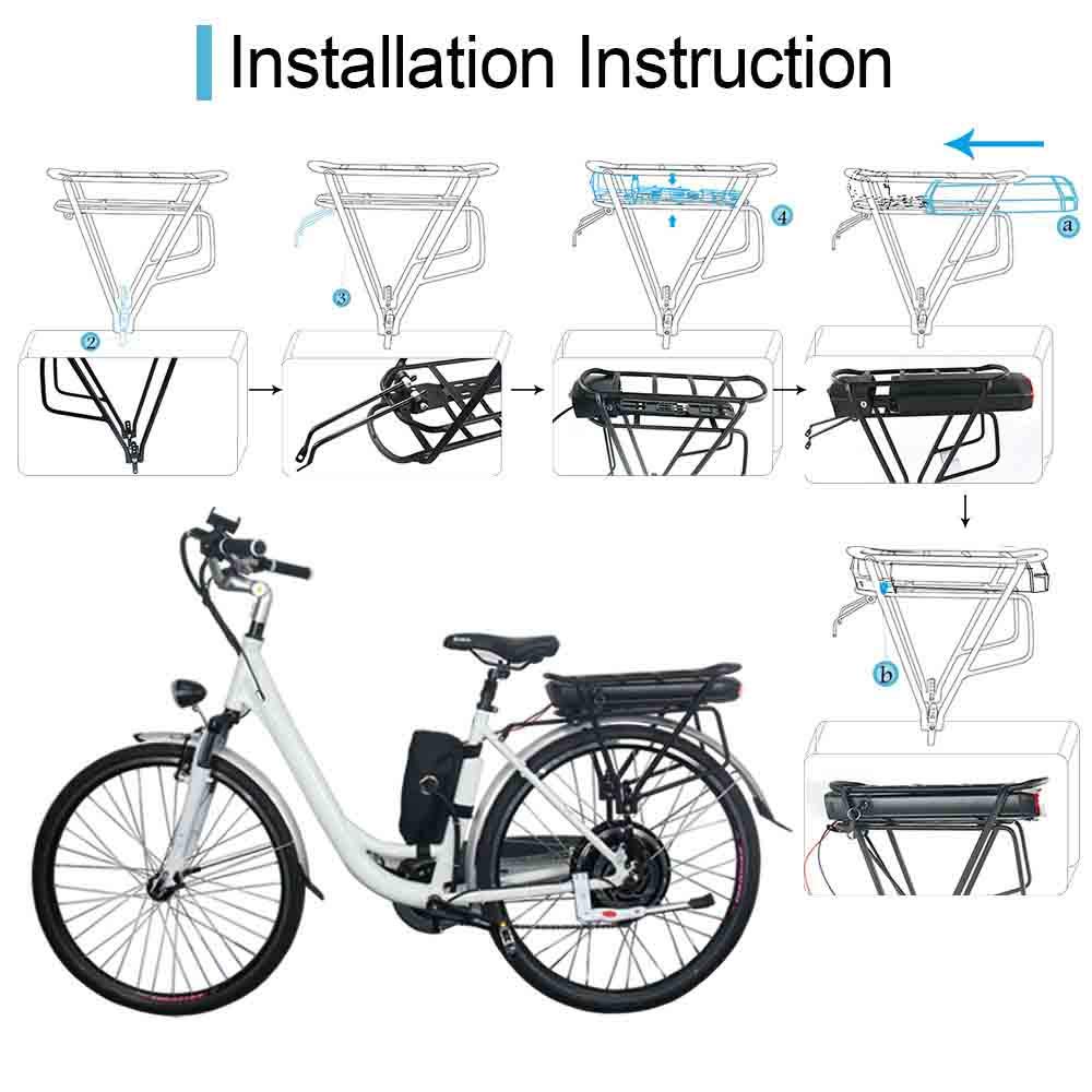 Akumulator do roweru elektrycznego 36V 21Ah z bagażnikiem do konwersji koła Ebike - akumulator litowy