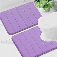 Vista 13 de Buganda Juego de 2 tapetes de baño de espuma viscoelástica y tapete para inodoro en forma de U, lavable a máquina, suave, antideslizante, Negro