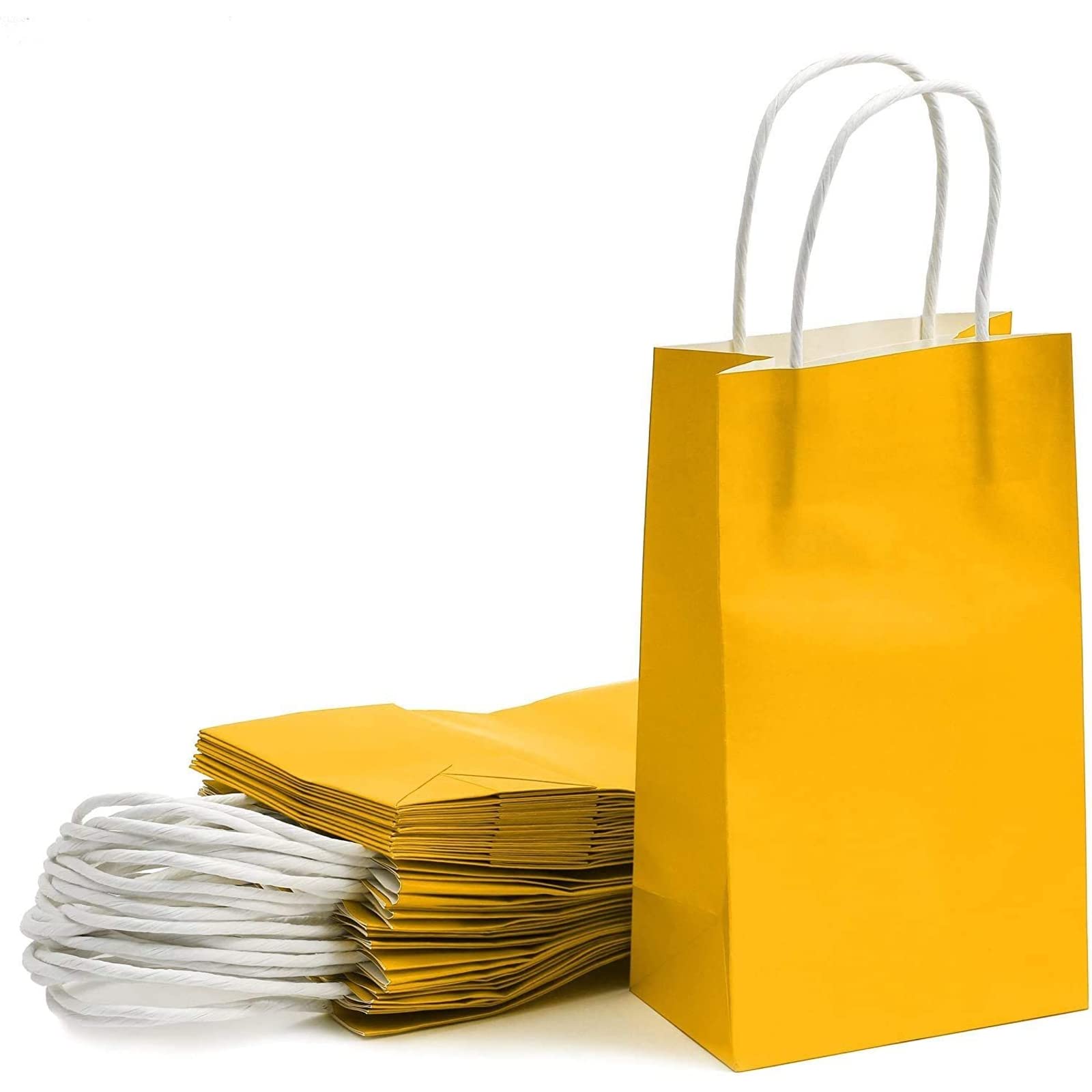 Paper Party Gift Bags with Handles (9 x 5.3 in Yellow 25-Pack)