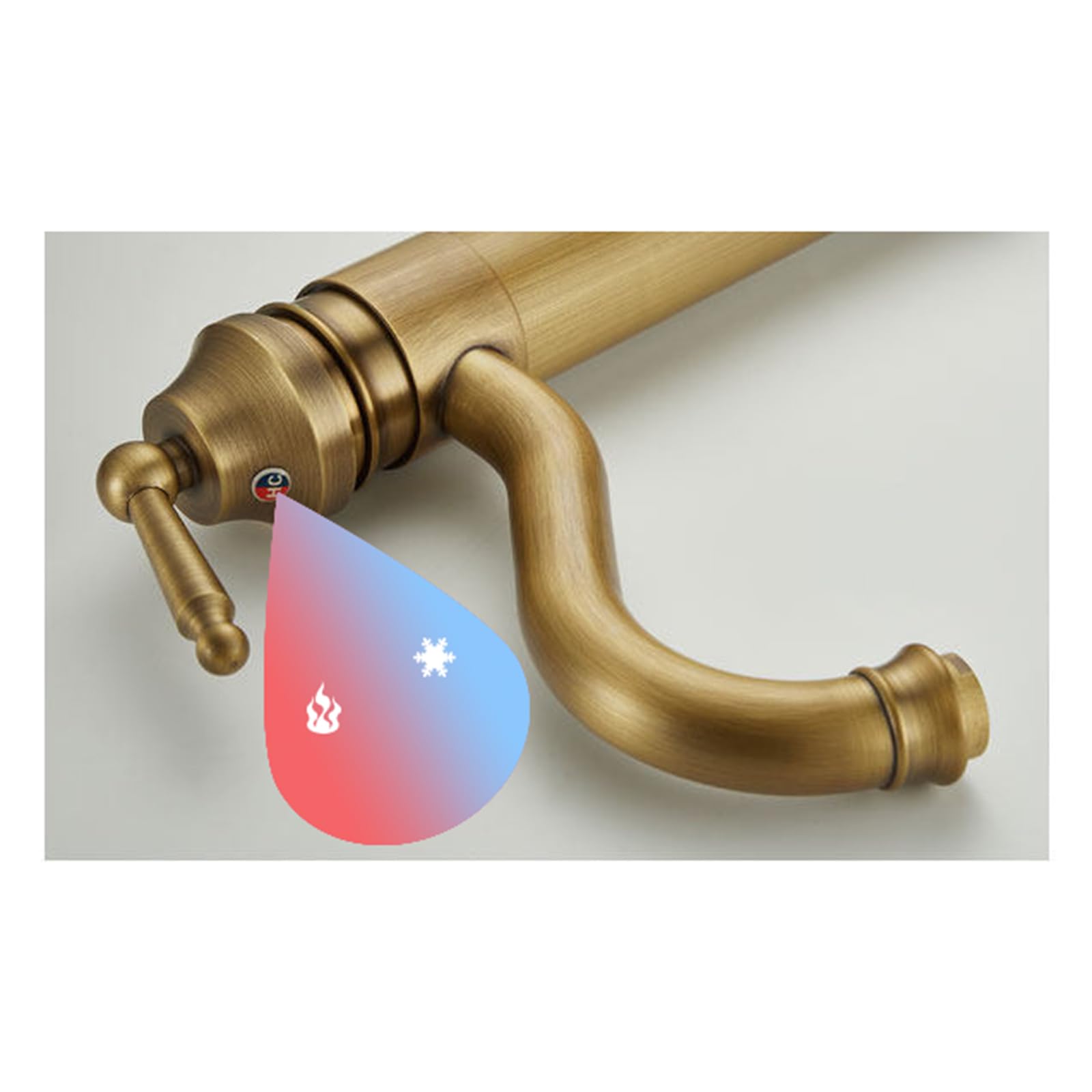 Rubinetto Giardino Retrò Girevole A 360° Rubinetti Da Esterno con Miscelatore Acqua Calda E Fredda In Ottone,21 cm