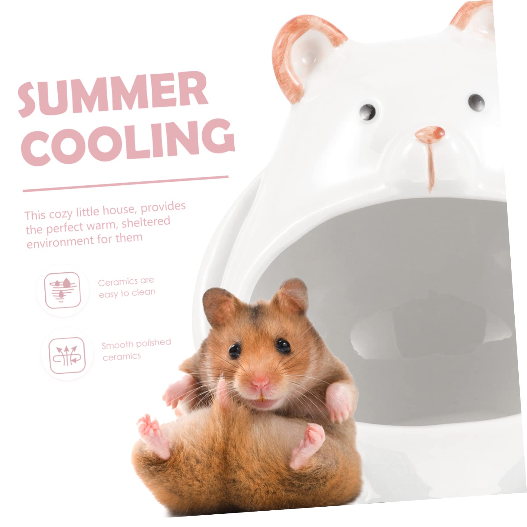 Milisten Maison pour Hamster en Céramique Blanche, Cachette de Hamster Rafraîchissante et Résistante à L’Usure, Sûre pour Petits Animaux, pour Cage