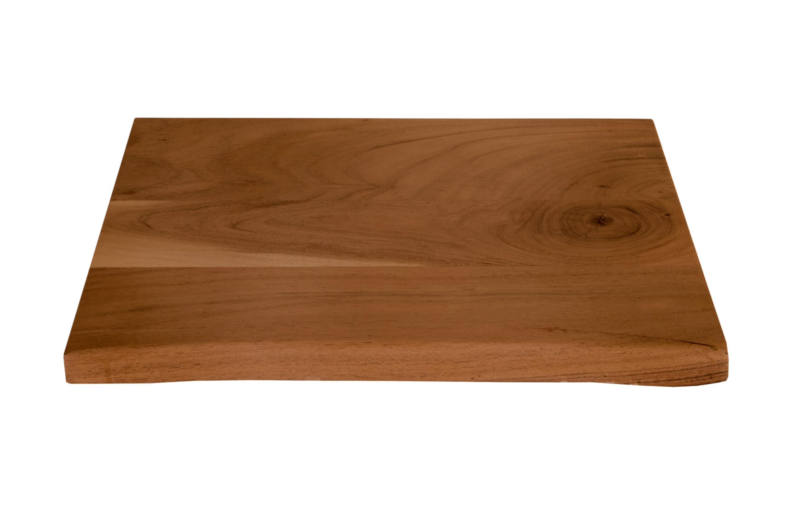 SAM Holzplatte 40x30 cm Arya, Holzbrett Akazie massiv + nussbaumfarben, Baumkanten-Platte für Heimwerker, Regale & Fensterbretter, einseitige Baumkante