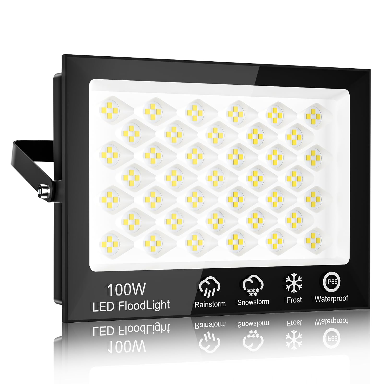 Sararoom 100W LED Flood Light Outdoor, 10000LM Outside Security Lights, 6500K Daylight White Floodlight with 156 LED Beads