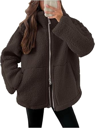 liyun Teddy Jacket Womens Leisure Double-edged Jacket Plain Fleece Jacket Comfortable Winter Coat