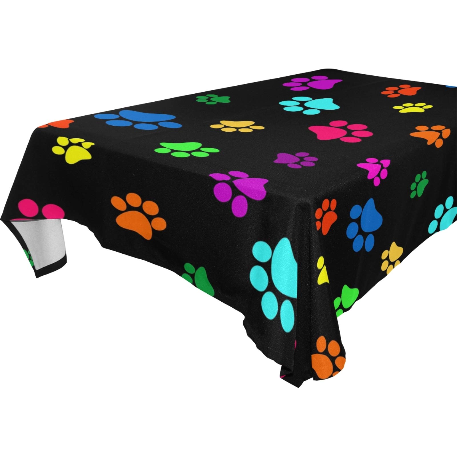 YVONAU Mantel rectangular con estampado de huellas de animales de perro, gato, 137 x 137 cm, resistente a las arrugas, tela decorativa a prueba de manchas, para cocina, comedor, fiesta, camping