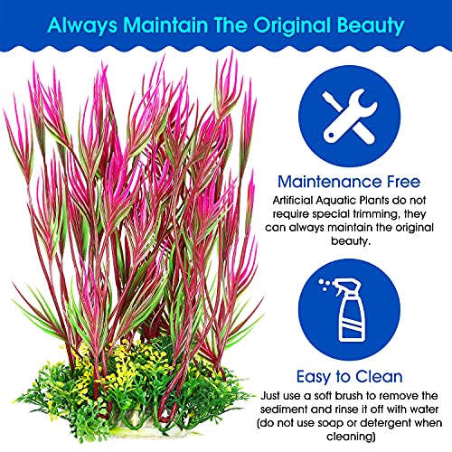 13 Pack Artificial Aquatic Plants Small Aquarium Plastic Plants Fish Tank Decorations, Used for Household and Office Aquarium, Lifelike Various Sizes Simulation Plastic Plants - Thumbnail 6