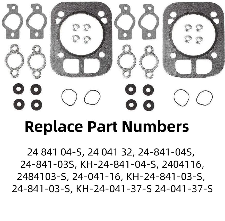 Image of 2Pcs 24-841-04S Cylinder Head Gasket Kit Compatible with Kohler CH25 CH730 CH740 CV25 CH26 CH750 CV730 CV732 CH742 CV26 CV724 CV730 Engine, Replaces 24 841 03-S, 24 041 37-S, 24 041 16, 24 041 32