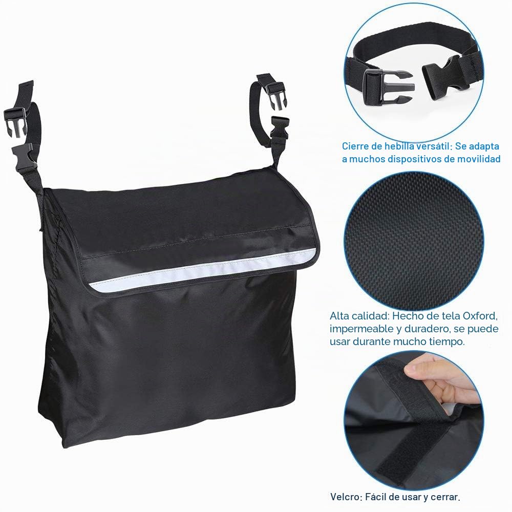 Bolsa Silla de Ruedas Mochila para Silla de Ruedas Oxford Impermeable Mochilas Negra Bolsa de Almacenamiento para Silla de Ruedas Grande Capacidad Universal para Silla de Ruedas de Adulto