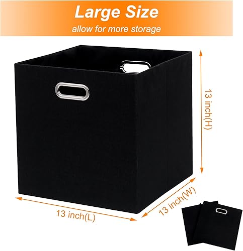 Miniatura 2 de Jermichoc Contenedores de almacenamiento de cubos de 13 x 13 x 13 pulgadas, paquete de 4 canastas plegables de tela de lino con mango de metal para