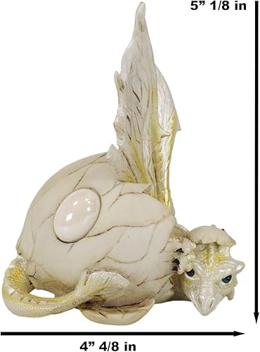 Vista 26 de Ebros - Estatua de huevo de dragón con piedra natal de agosto, 5.25 pulgadas de alto, peridoto verde, piedra natal de agosto, símbolo de gema