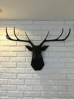 Vista 6 de Arte de pared de cabeza de animal de taxidermia sintética, decoración del hogar, diseño geométrico de cabeza de ciervo, busto de ciervo de 8 puntos