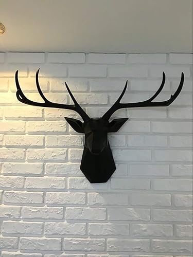 Miniatura 6 de Arte de pared de cabeza de animal de taxidermia sintética, decoración del hogar, diseño geométrico de cabeza de ciervo, busto de ciervo de 8 puntos