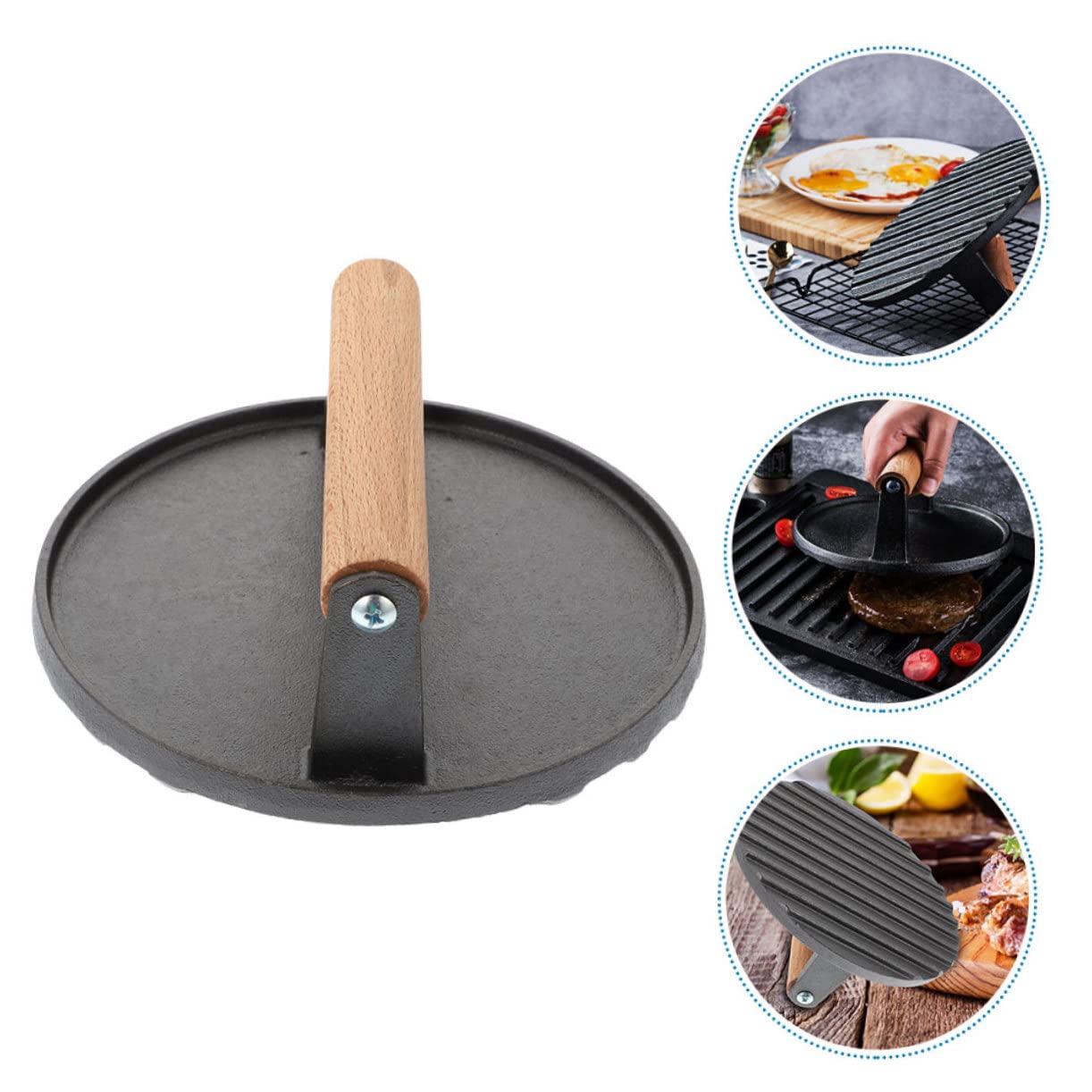 SUPVOX Pressa per Carne in Ghisa Pressa per Bistecche Utensil Cucina per Preparare Hamburger Uniformi Facil Usare Pulire