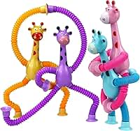 Kit com 2 Pop It Girafa Estica Gruda com Tubo de Luz LED, Brinquedo Flexível e Educativo
