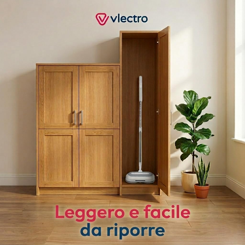 Mocio Elettrico Lavapavimenti Senza Fili | Doppia Rotazione, Testa 180°/90°, Acqua Spray, Luce LED, Per Parquet, Piastrelle e Superfici Dure