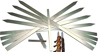 Professional Restaurant Stainless Steel Skewers | Flat Extra Long 24'' Inch | 2 MM Thickness | for Seekh Kebab, Tandoori, Brazilian BBQ | Made in India (10 MM Wide, Set of 12)