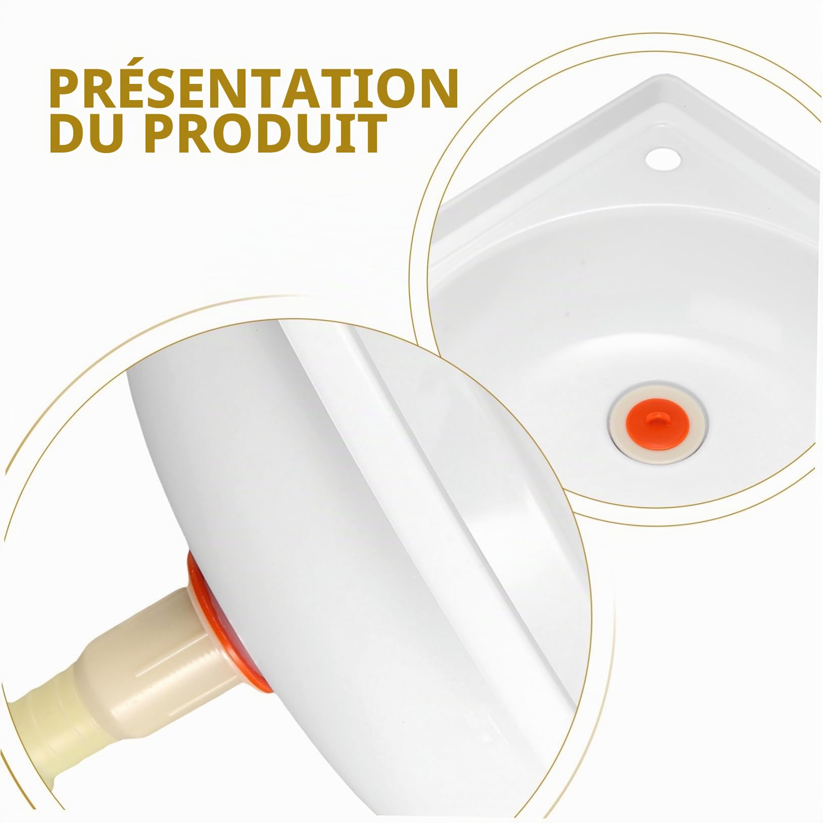 Lavabo Triangulaire en Plastique Léger, Montage Mural Facile, Design Compact et Gain de Place, pour Salles de Bain et Balcons Plusieurs styles