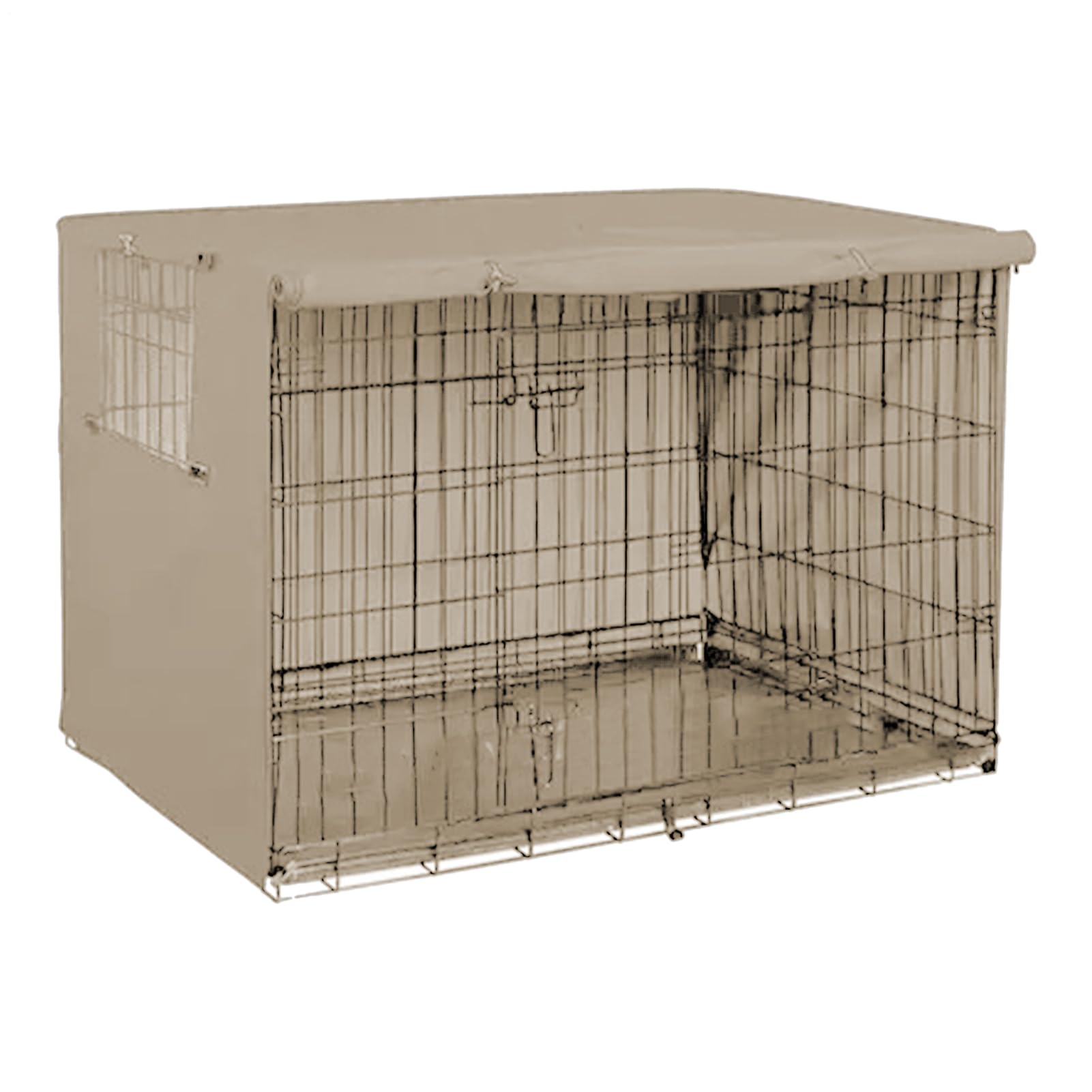 Pet Cage Cover - Windproof Waterproof 210D Oxford Fabric Cover for Pet Cage with Ventilation Window - Double Door Dog Crate Covers for Indoor Outdoor Protection