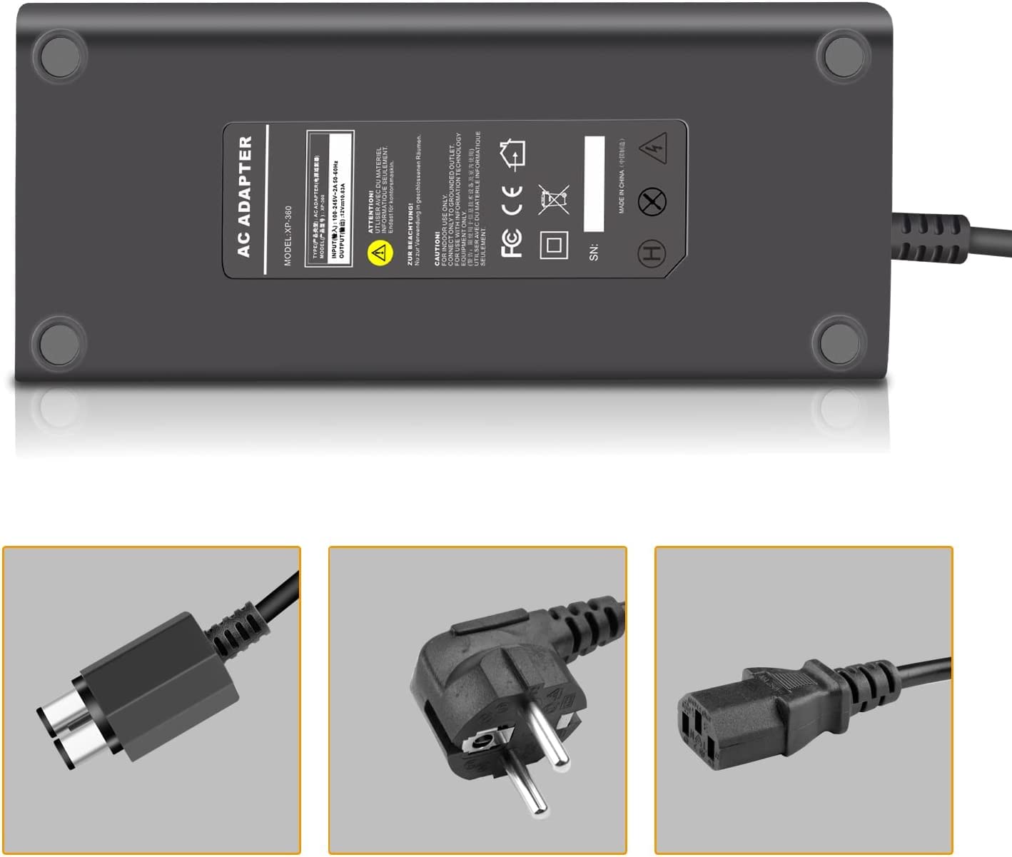 Link-e : Cavo, Caricatore di Rete, Alimentatore Compatibile con la Console Microsoft XBOX 360 Slim Version