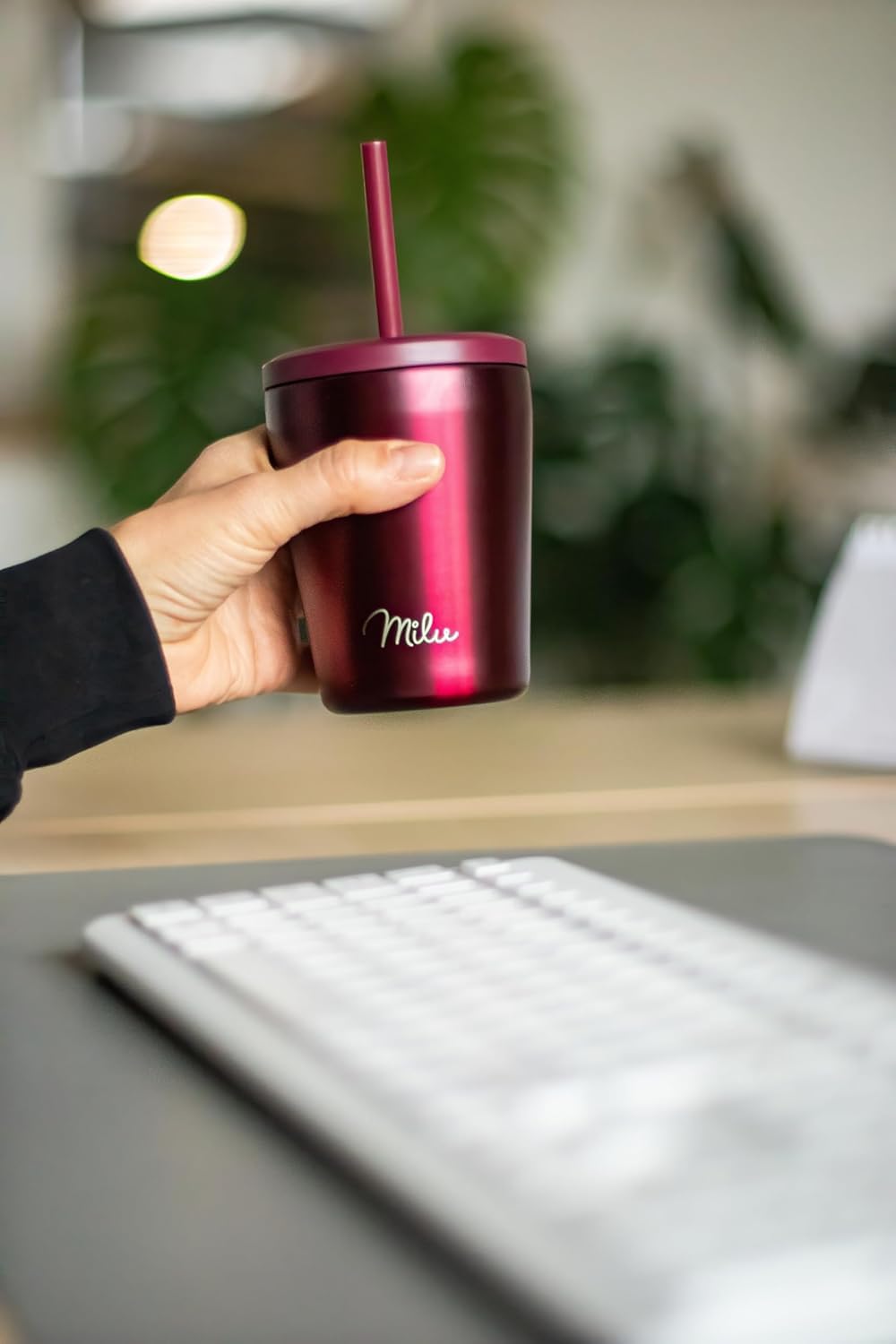 Milu Mug Isotherme 500ml - Thermo Café étanche en acier inoxydable, Tasse thermique sans BPA, 100% anti-fuite(Berry, 500ml)