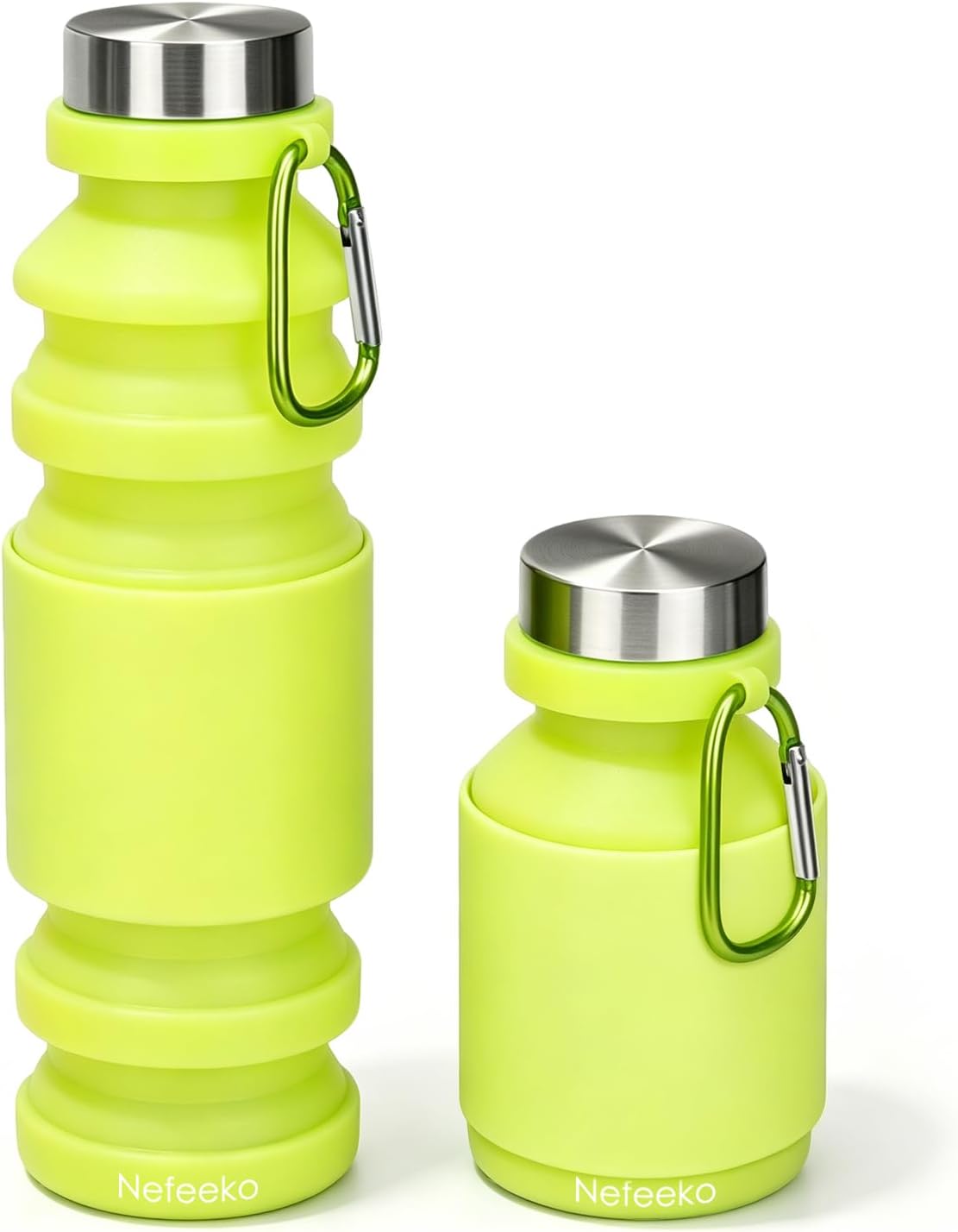 Nefeeko Collapsible Water Bottle, Reuseable BPA Free Silicone Water Bottles