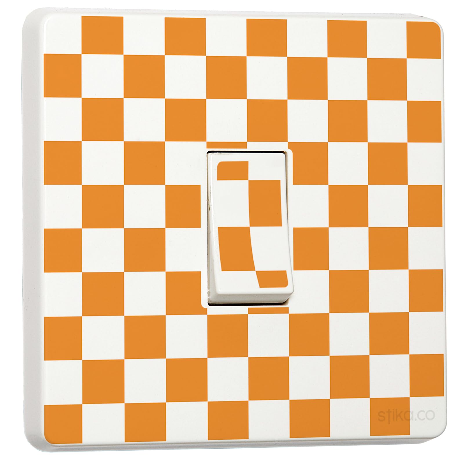 Stika.co Orange Pack Of 2 Checker Print Vinyl Light Switch Stickers - Decorative Skins For Single Switch | Modern Home Decor