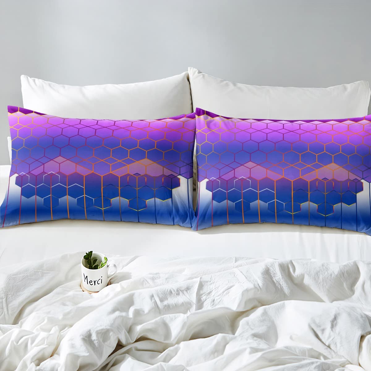 Set Copripiumino Feelyou Nido D'Ape - Blu Nero Geometrico Per Bambini E Ragazzi - Foto 11