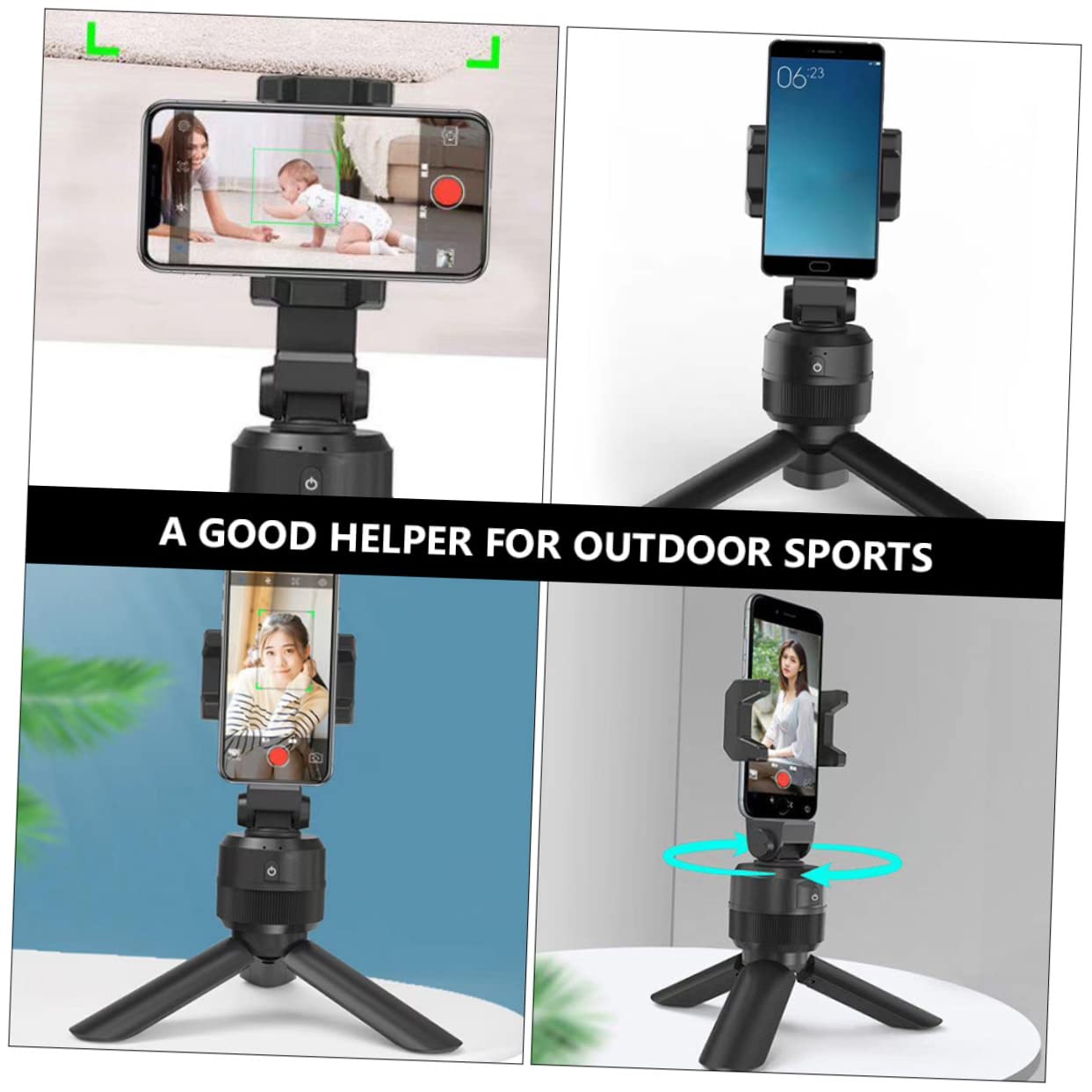 Uonlytech Soporte para Teléfono Inteligente Reconocimiento Facial y Trípode Giratorio Completo en Abs para Video y Seguimiento Automático