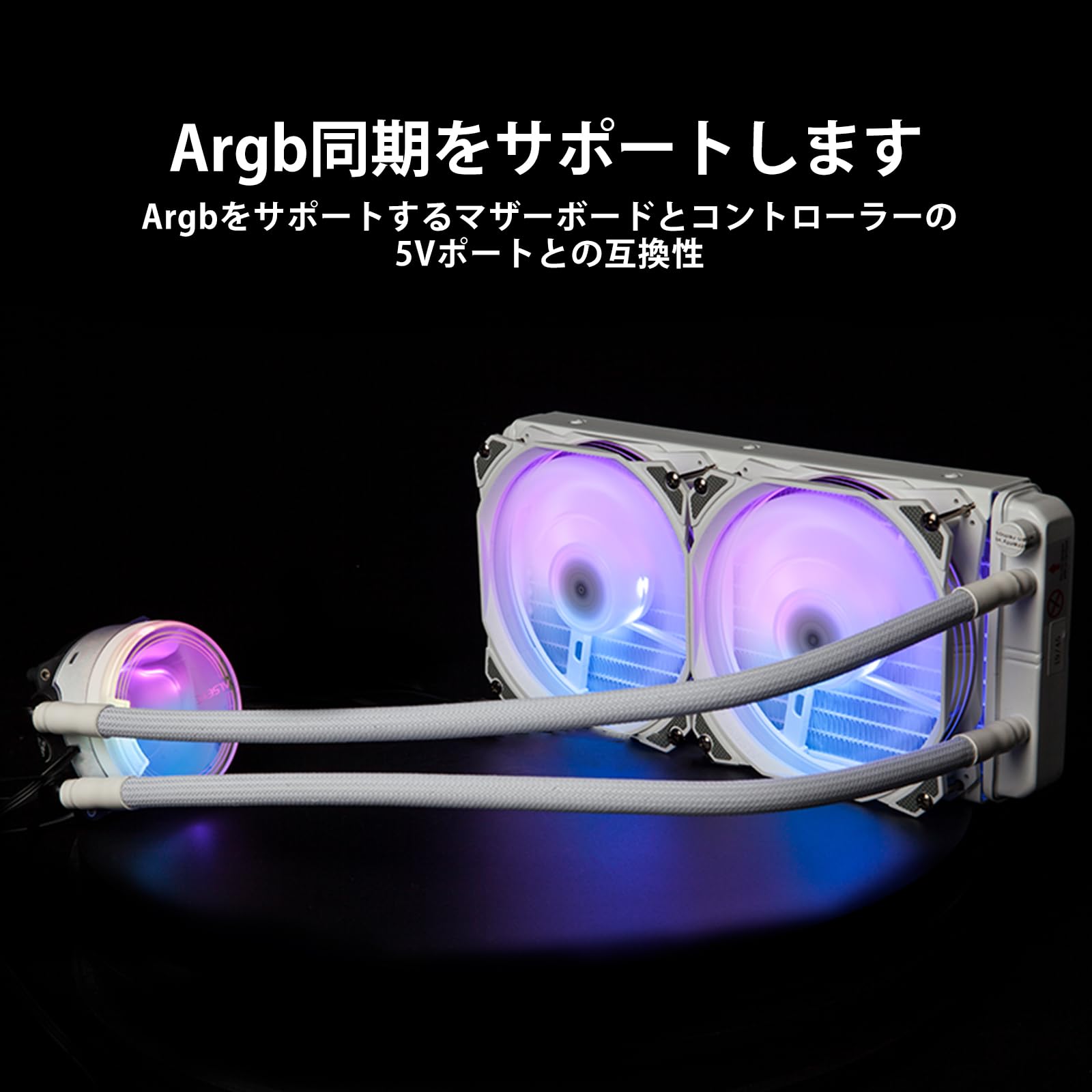 ALSEYE ARGB AIO CPU Cooler Liquid Cooler M240, con radiatore da 240 mm e doppia ventola ARGB e PWM serie Max da 120 mm (bianco)