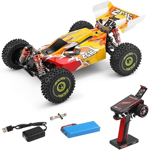 GoolRC WLtoys 144010 - Coche a control remoto, escala 1:14, 2.4 GHz, auto de carreras de alta velocidad con motor sin escobillas y chasis de metal