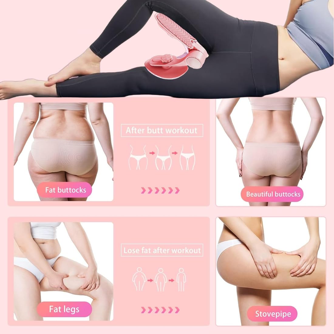 Oberschenkeltrainer Beckenbodentrainer Beintrainer für Damen, Innenseite der Oberschenkel für zu Hause, Oberschenkel Trainingsgerät, Sport-Schlankheitstraining (Rosa)