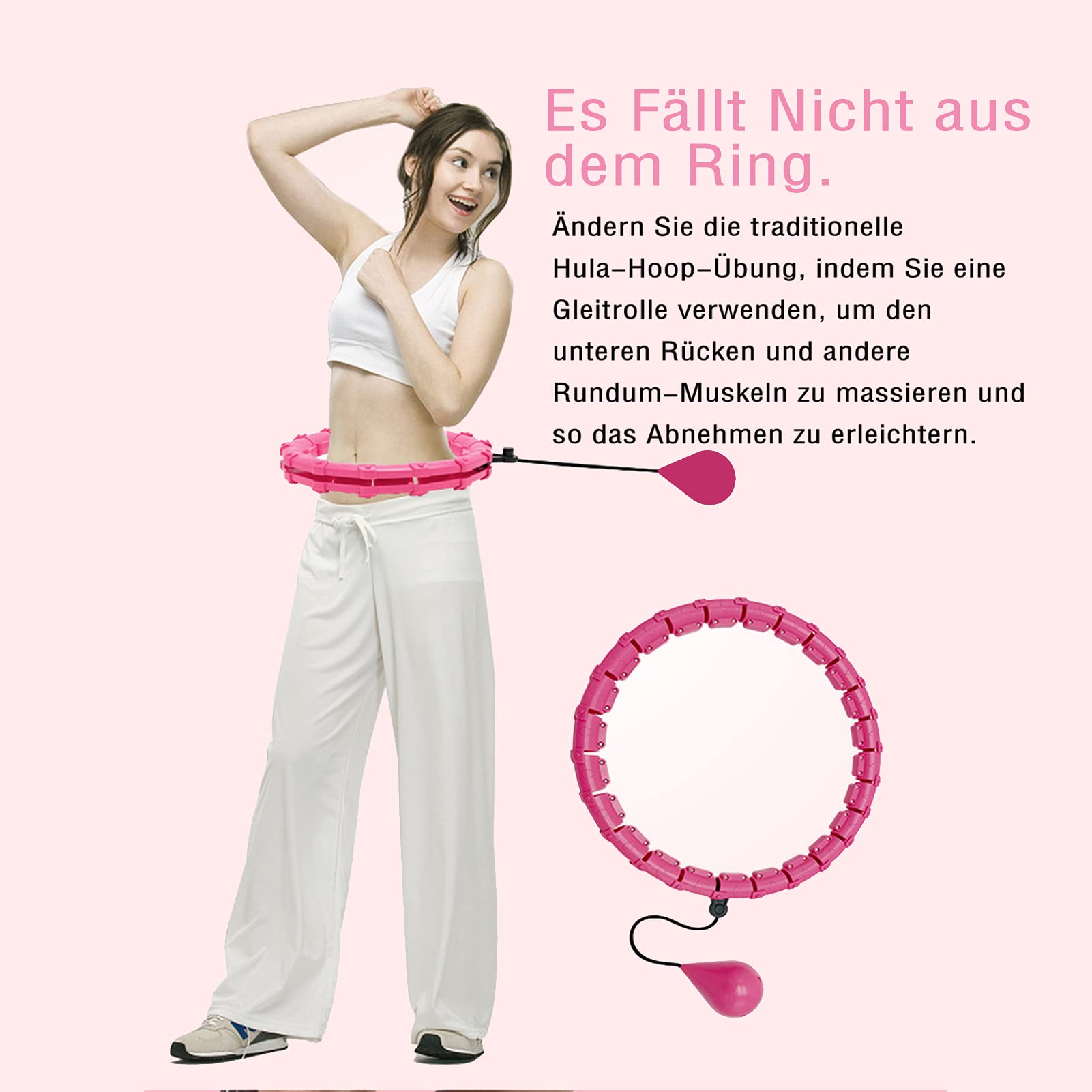 Inteligentna obręcz hula hop dla dorosłych, do fitnessu, hula hop, do odchudzania, redukcji wagi i masażu, 24 segmenty, regulowane