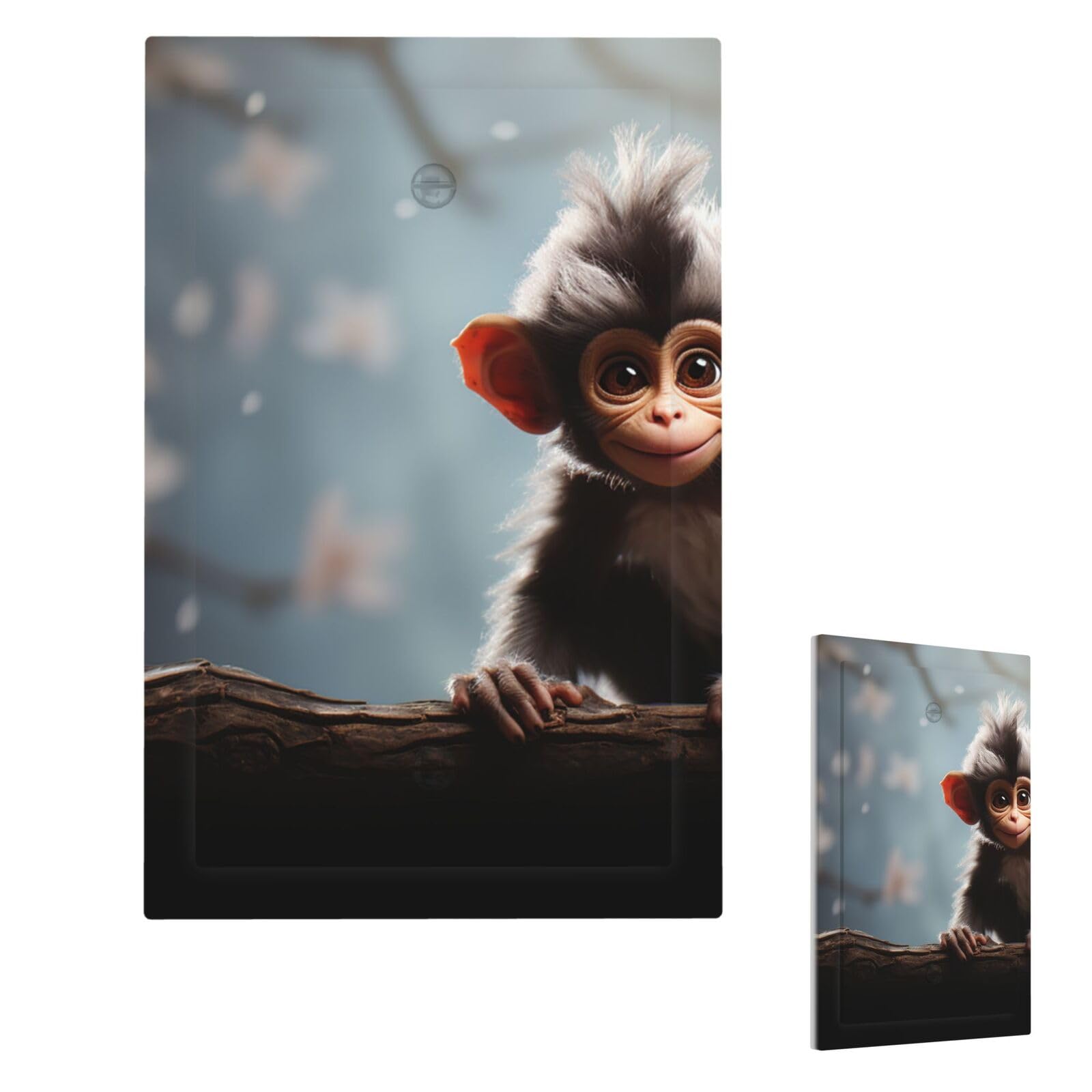 Cute Monkey Wall Plate Cover Single Blank, Modern Decorative Light Switch Cover Unbreakable Receptacle Outlet Covers for Living Room Bedroom Decor