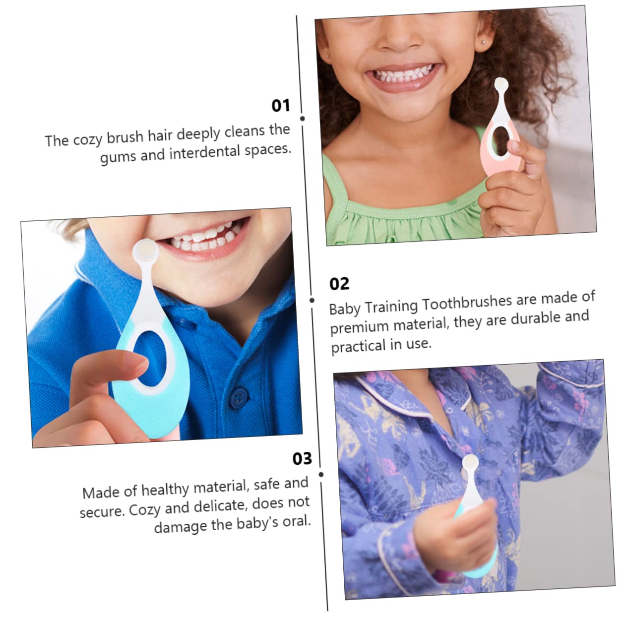 minkissy Lot De 3 Brosses À Dents Pour Enfants Brosses À Dents Pour Bébés Poils Amusants Sans Manche Pour Nouveau-nés Et Tout-petits 4 Pièces X 3