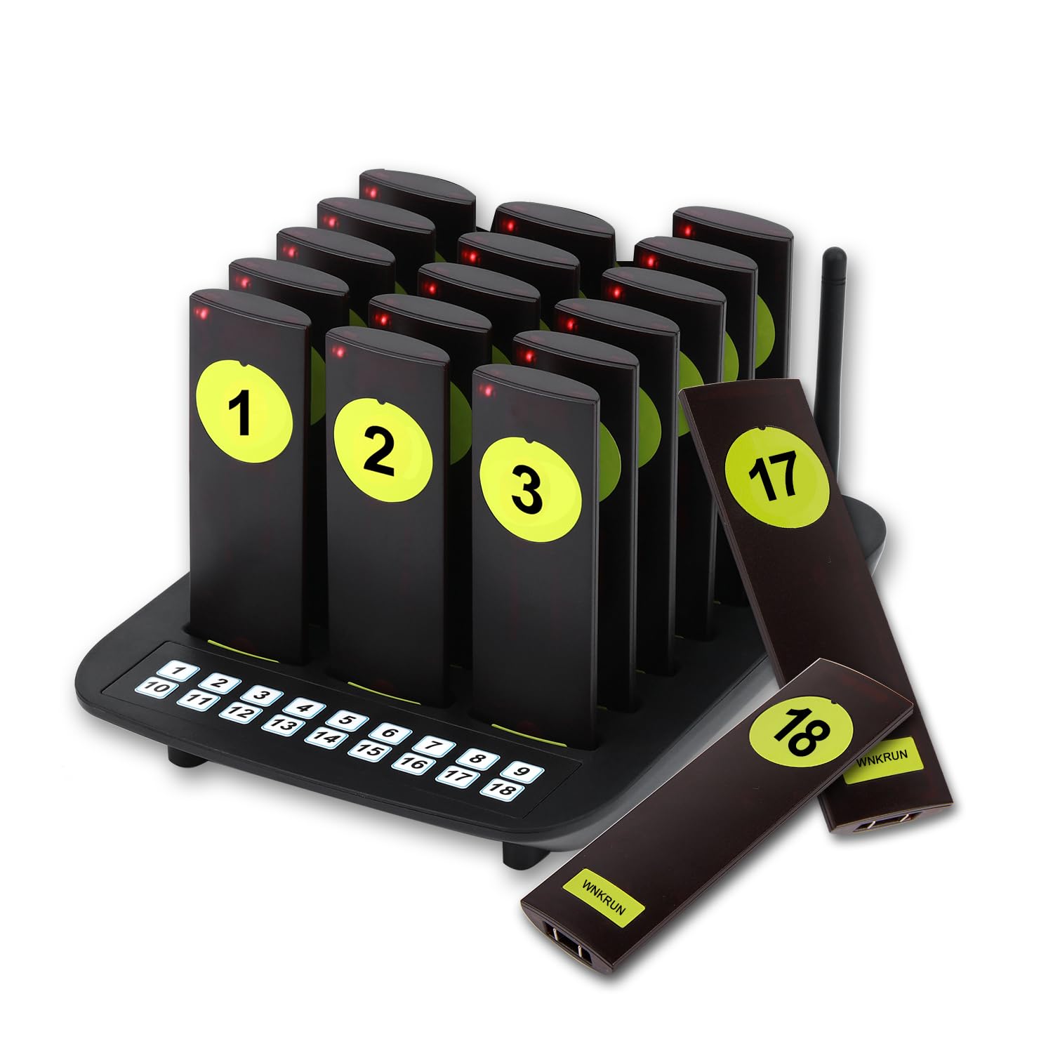 WNKRUN Restaurant Pager System 18 Pagers Wireless Paging Buzzer 500m Social Distancing Buzzer Calling System for Restaurant Food Truck Cafe Hotel