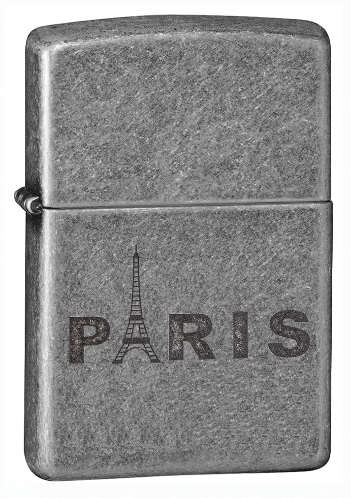 Zippo Zapalniczka Sztormowa, Paryska Wieża Eiffla, Srebrna Antique Silver, Lustre, Wielokrotnego Użytku, Wiatroszczelna Konstrukcja, Pudełko Prezentowe, Wyprodukowana w USA