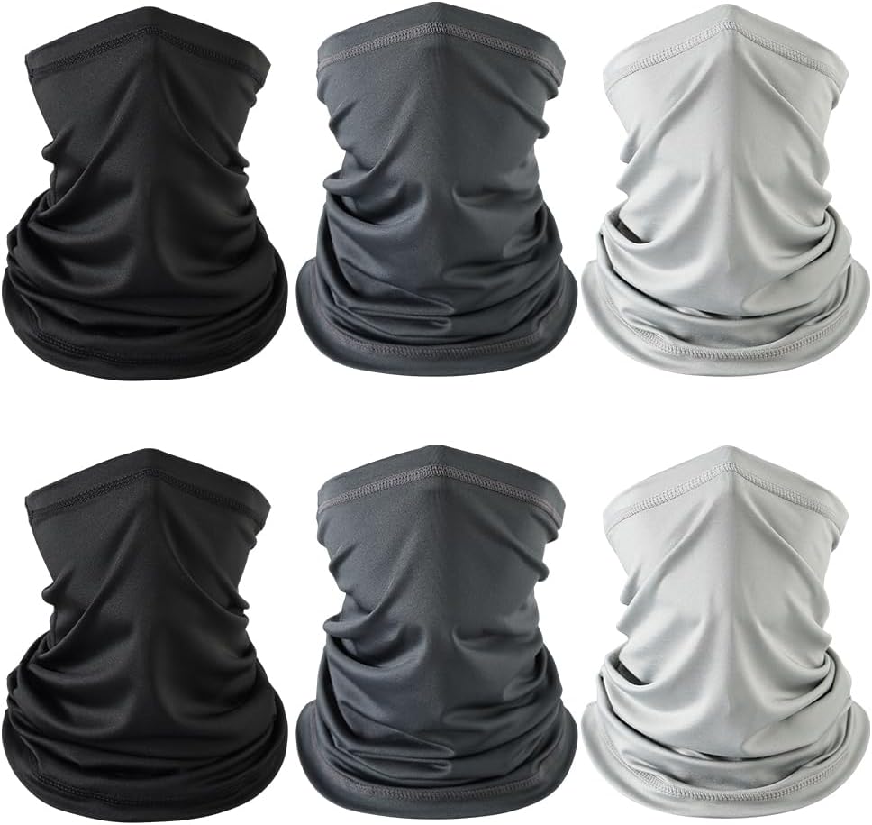 6 Pack Neck Gaiter Face Mask, UV Sun Protection Cooling Breathable Bandana, Windproof Multifunctional Headband for Cycling Running Fishing Motorcycle Outdoor Sports