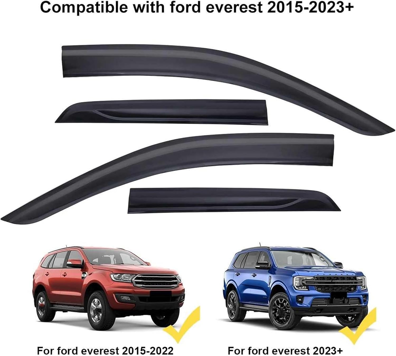 GEYABG(ゴヤブ) 4個/セット ドアレインシールド フォード エベレスト T9 2023 2024 マットブラック ウェザーバ