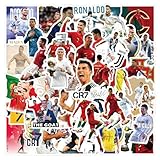 50PCS Football Player Cristiano Ronaldo Water Bottle Stickers for Kids, Vinyl Waterproof Aesthetic Laptop Sticker Pack Classroom Prizes Skateboard for Kids Teens Girls Students (RED)