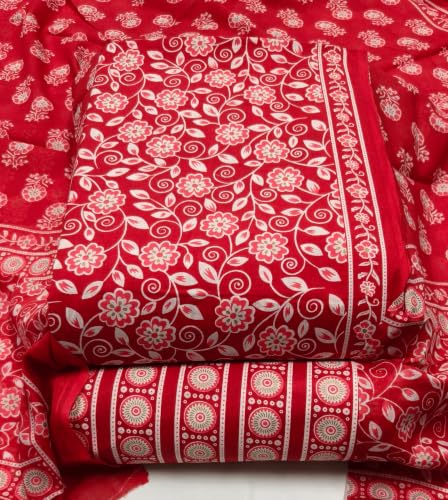 Image of DRAVINAM Trends Women's Premium Cambric Cotton Jaipuri Printed Unstitched Salwar Suit Dress Material with Mulmul Cotton Dupatta