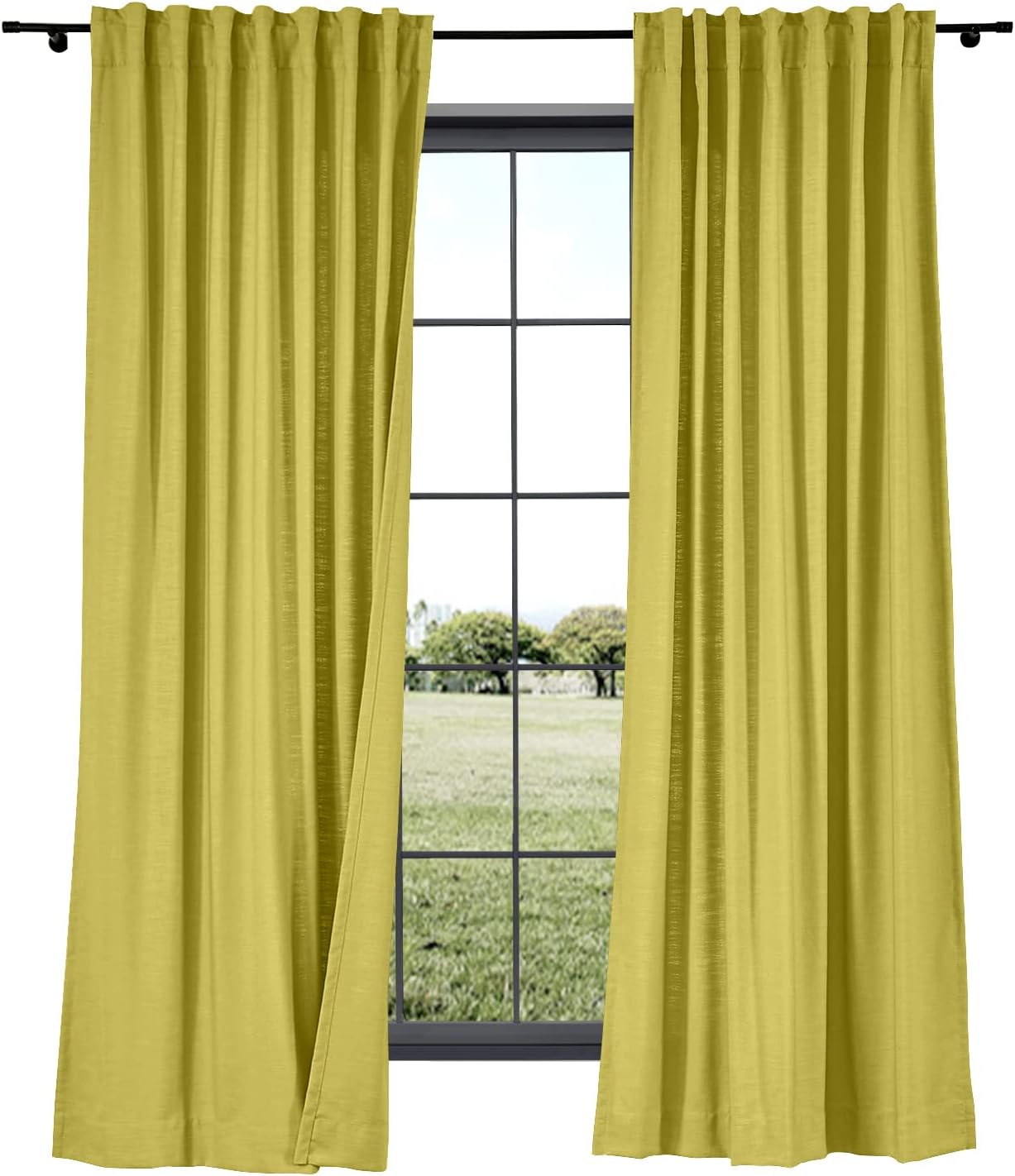 ChadMade Cotton Linen Curtain Drapery for Living Room 102 Inches Long Light Filtering Curtain for Rod Versatile Back Tab Rod Pocket, 100W×102L in Cary Collection (Seedpearl, 1 Panel)