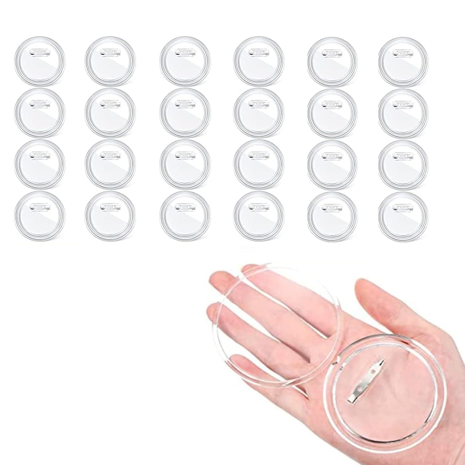 透明 アクリル 缶バッジ キット 24個 丸型 diy 手芸用品 ハンドメイド 収納 安全ピン付き 25mm-75mm 写真入れ 耐久性 プレゼント アイドル グッズ 缶バッチ 作成