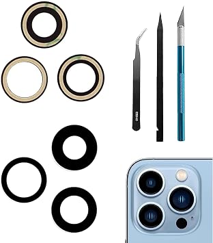 Sapphire 13 Pro Max / 13 Pro Max Back Rear Camera Glass Lens Replacement Compatible with iPhone 13 Pro / 13 Pro Max Back Rear Camera Glass Lens, with Repair Tool Kit